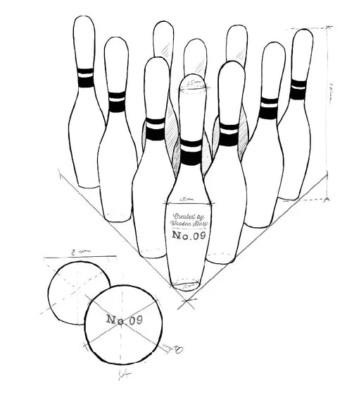 Drewniane Kręgle Vintage 10 szt.