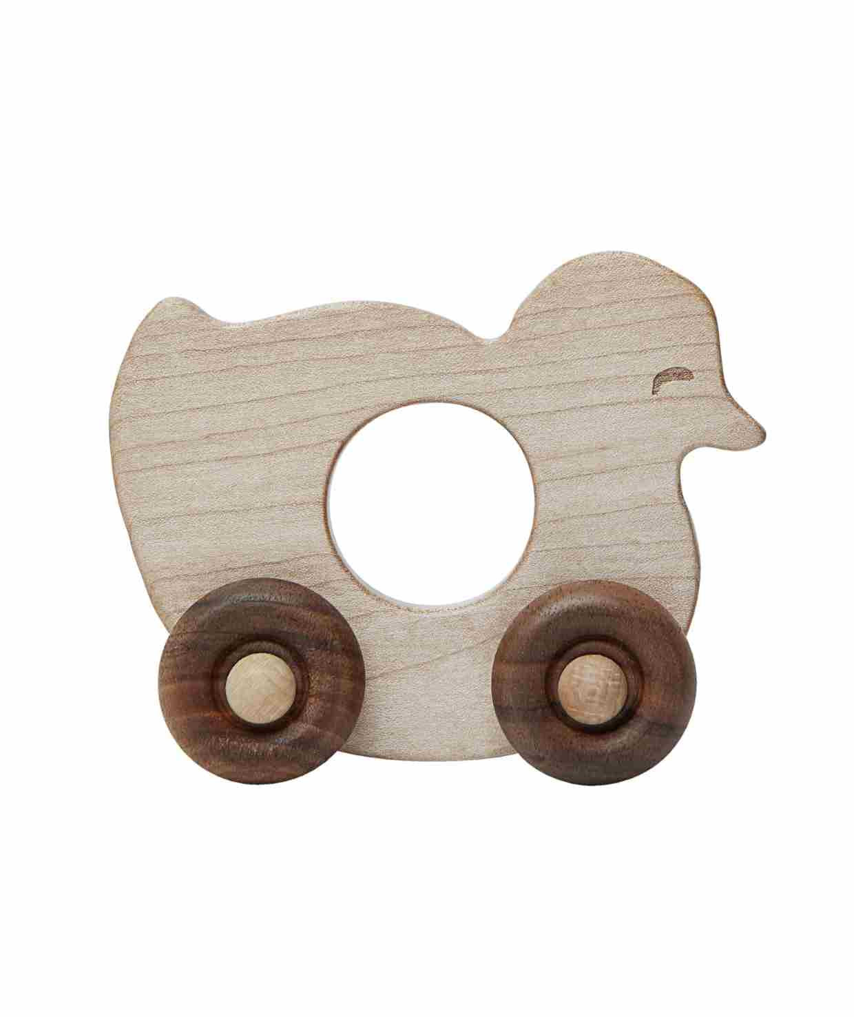 Wooden Toy on Wheels Duck
