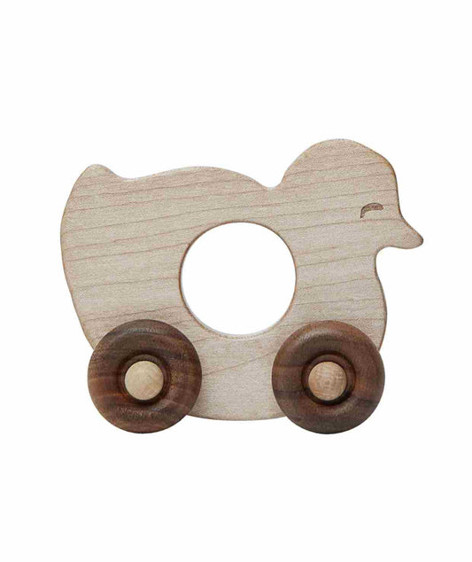 Wooden Toy on Wheels Duck