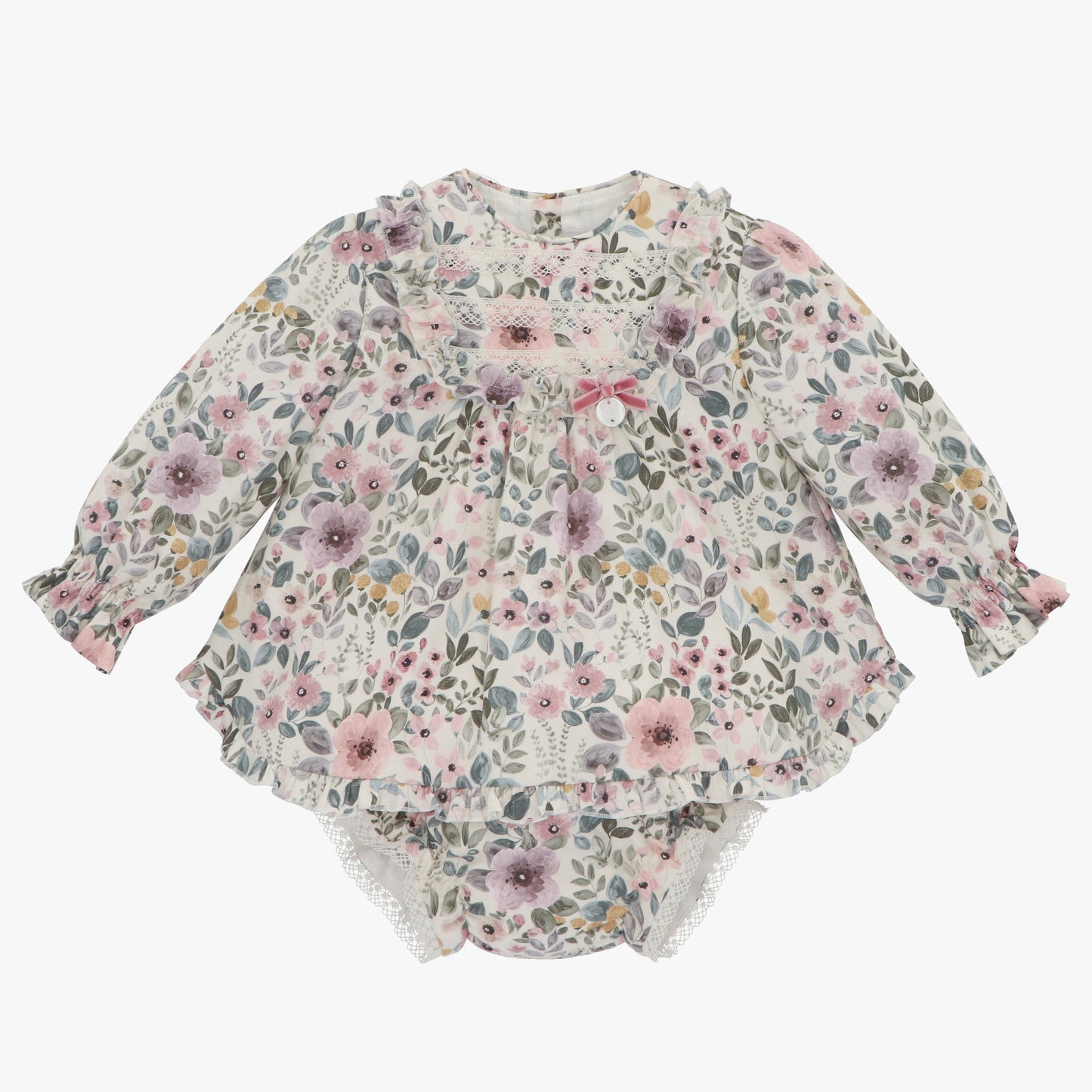 Little girl's dress with pink flowers