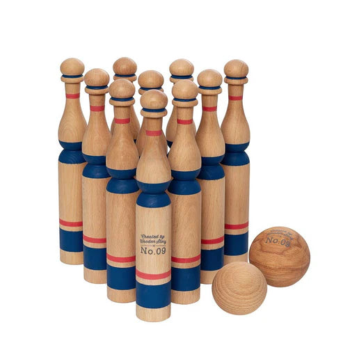 Wooden Bowling Pins – Blue 10 pcs.