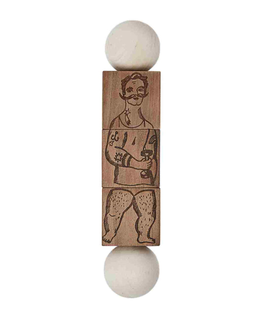 Wooden Commedia Dell'Arte Turning Puzzle - Natural