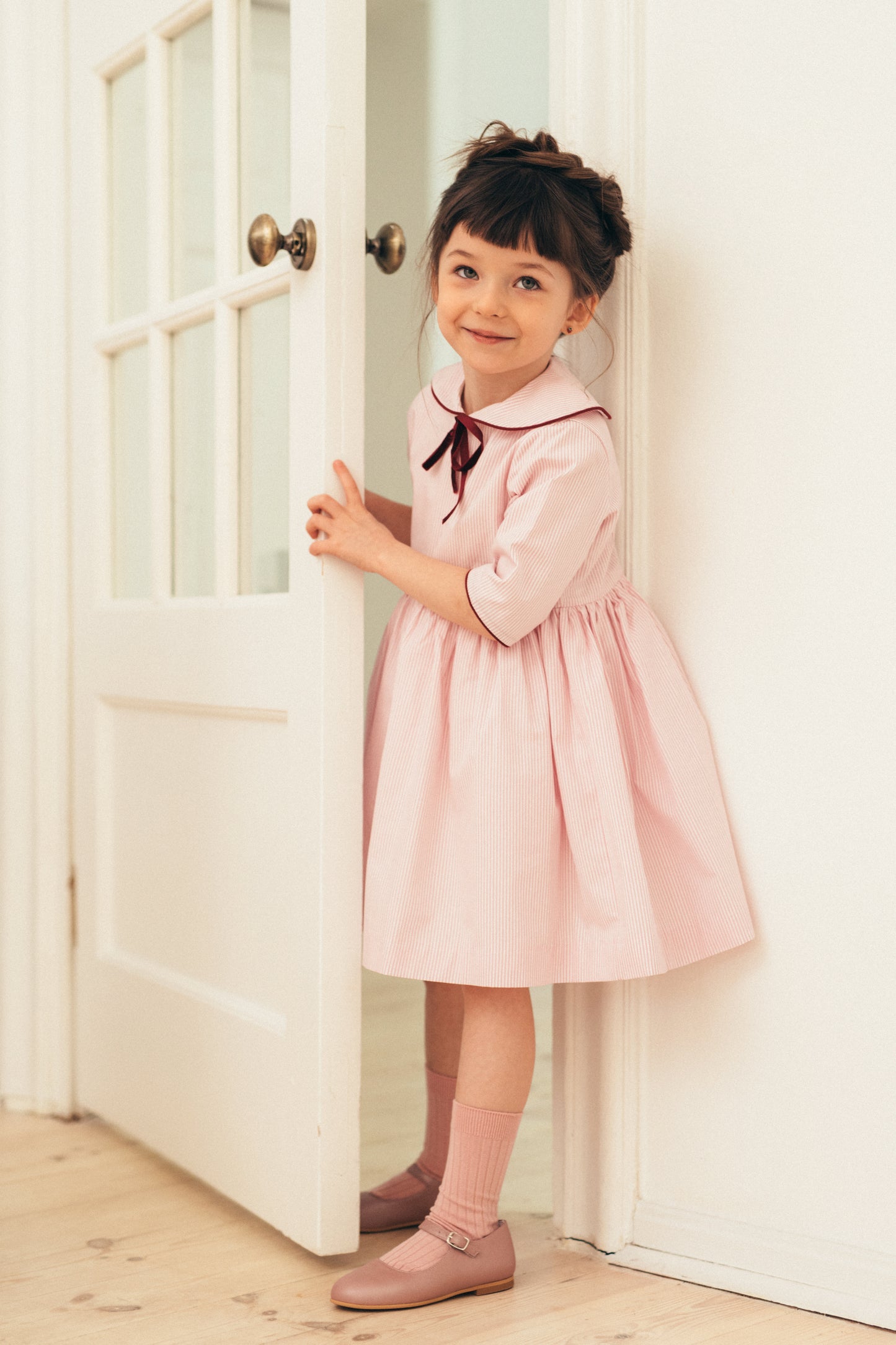 Pink mary jane metallic ballet flats