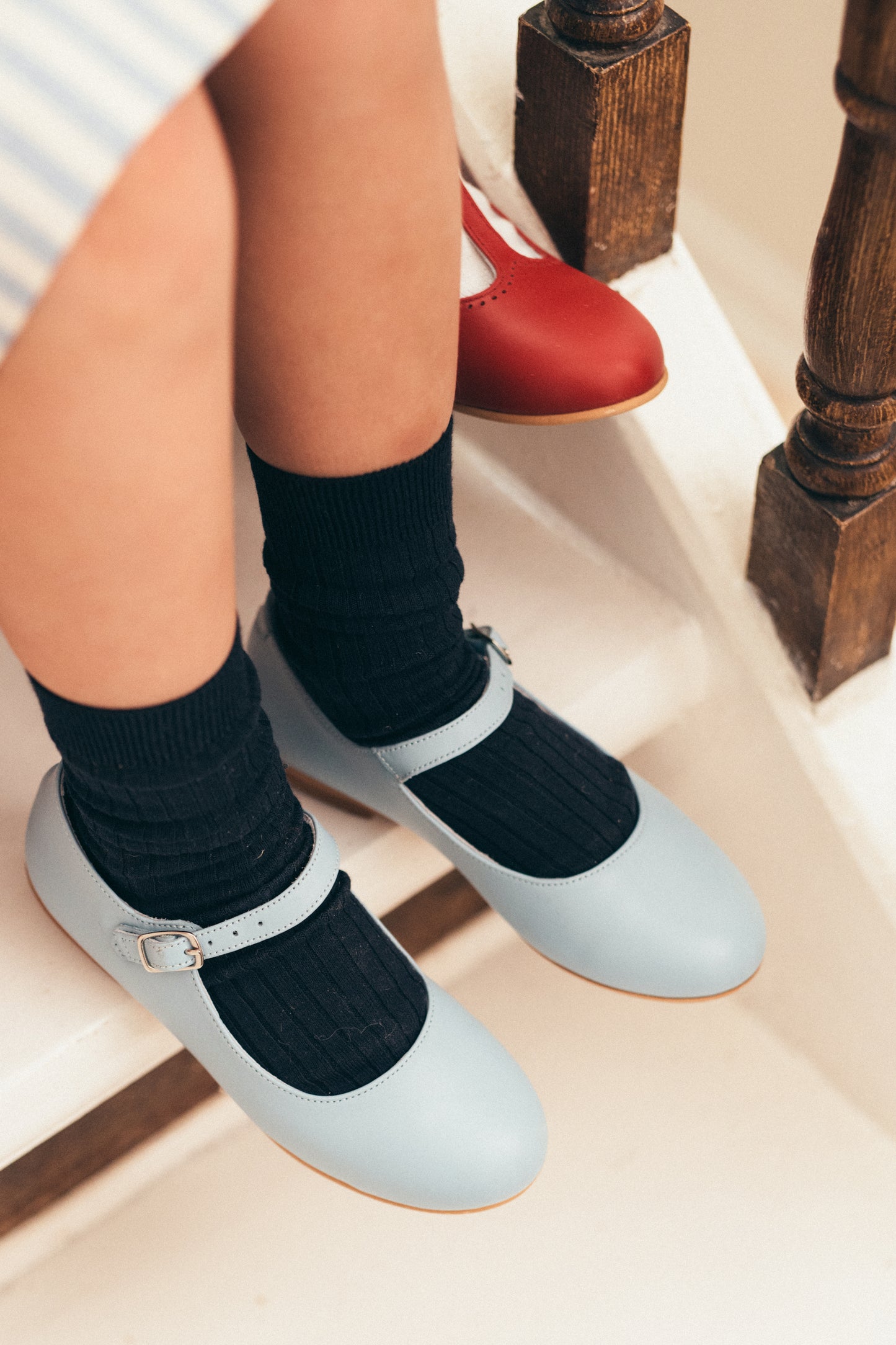 Blue mary jane ballet flats